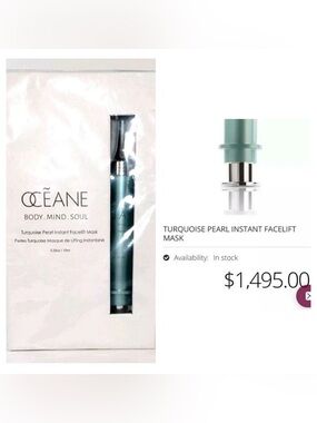 OCEANE NWT Turquoise Pearl Instant Facelift Mask, RETAILS $1,495 LUXURY SKINCARE